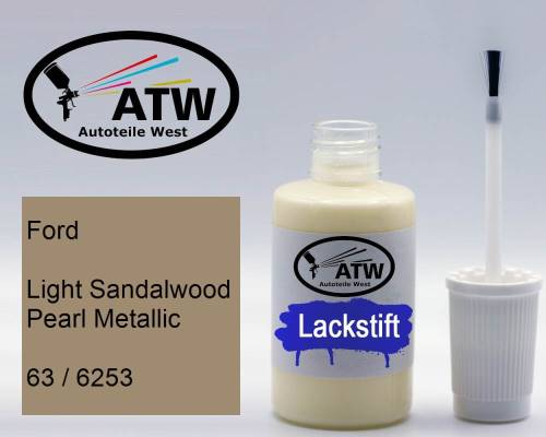 Ford, Light Sandalwood Pearl Metallic, 63 / 6253: 20ml Lackstift, von ATW Autoteile West.
